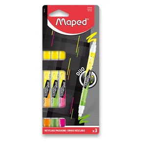 Maped Fluo Peps Duo Neon Highlighter Set, 3 Stück